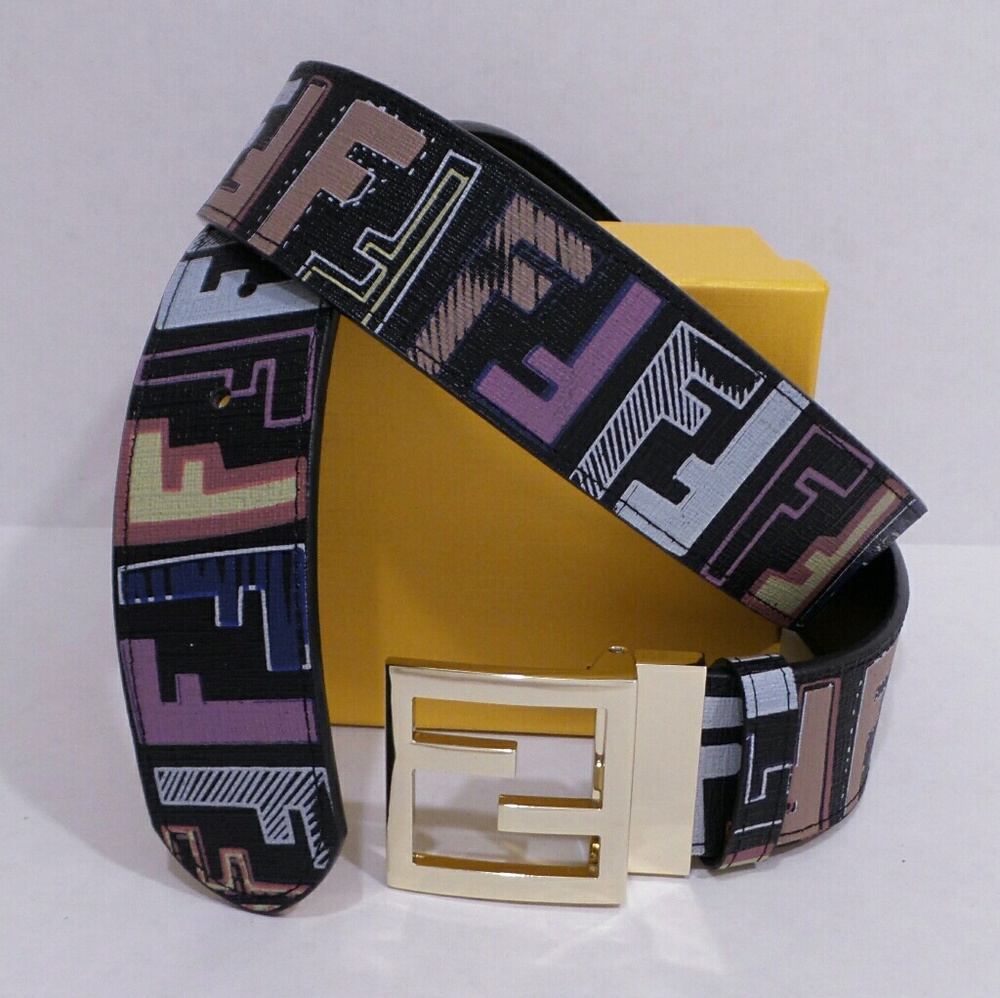 Like New Fendi Colorful Graffiti Belt Mens Women